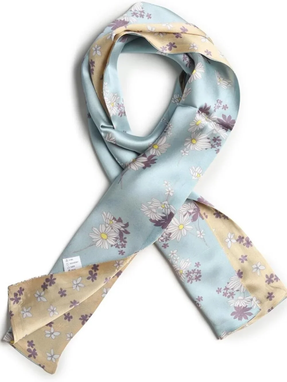 100% Pure Mulberry Silk Scarf - Double-Sided Rectangle Tie for Neck & Waist